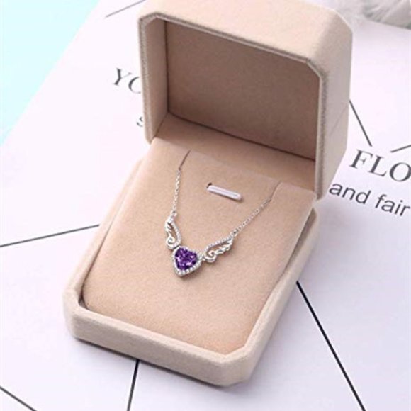 🎁 Hollow Purple Heart Wings Lovely Pendant Necklace for Women, EVGG1052 - Picture 2 of 4